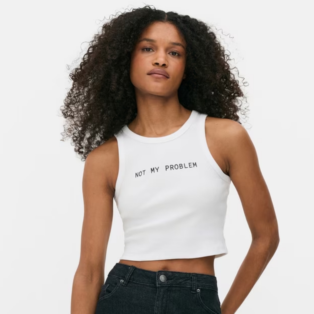 Primark "Not My Problem" Cropped Tank Size XL